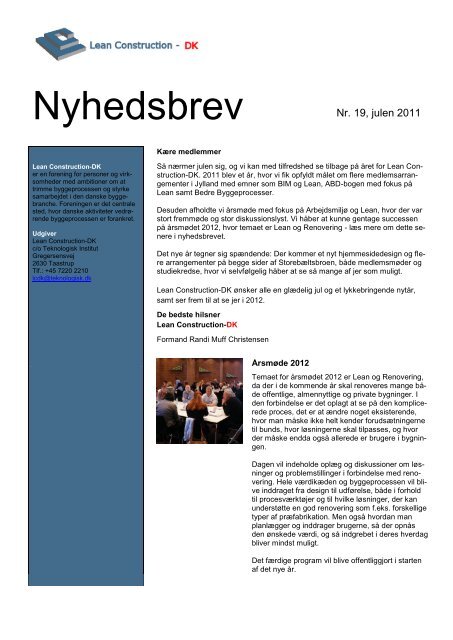 Nyhedsbrev nr. 19, julen 2011 - Lean Construction