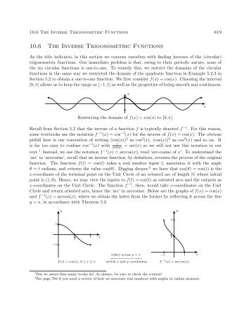 Section 10.6: The Inverse Trigonometric Functions - Ostts.org