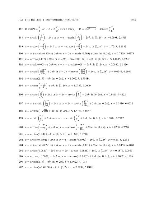 Section 10.6: The Inverse Trigonometric Functions - Ostts.org