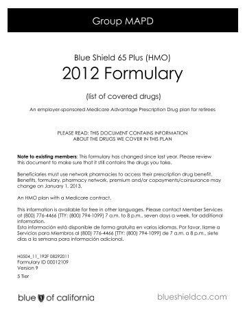 2012 Formulary - Blue Shield of California