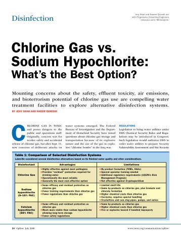 Chlorine Gas vs. Sodium Hypochlorite: - Progressive Consulting ...