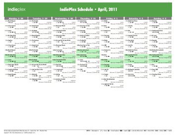 IndiePlex Schedule - April, 2011 - Starz