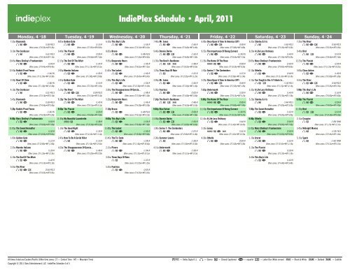 IndiePlex Schedule - April, 2011 - Starz