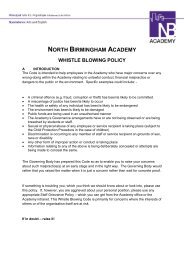 Whistle Blowing Policy - North Birmingham Academy