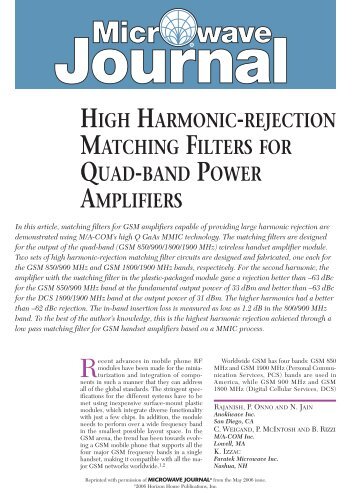 high harmonic-rejection matching filters for quad-band power ...