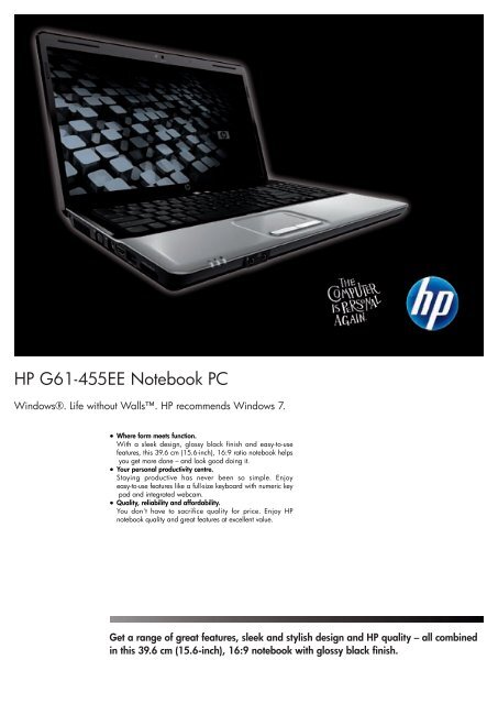 HP G61-455EE Notebook Datasheet - am4computers