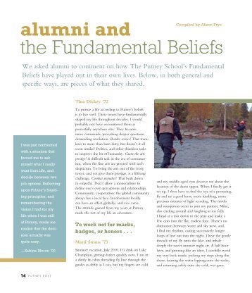 alumni and the Fundamental Beliefs - The Putney School