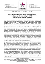 betreibt ab dem 1. April 2011 das Musical Theater Bremen - Mehr ...