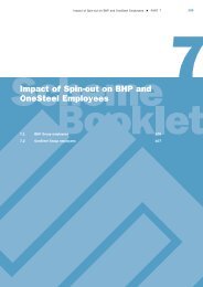 Impact of Spin-out on BHP and OneSteel Employees