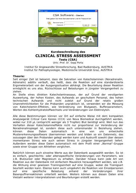 CLINICAL STRESS ASSESSMENT - Sedus
