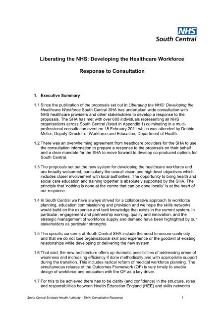 Liberating the NHS: Developing the Healthcare Workforce ...