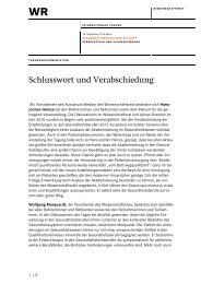 Schlusswort und Verabschiedung - Wissenschaftsrat