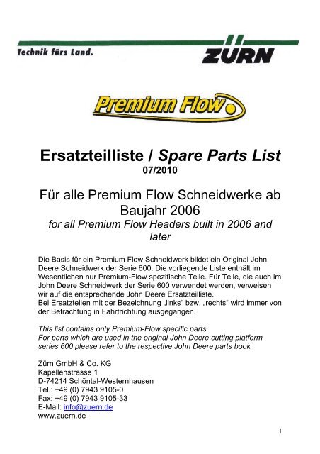 Ersatzteilliste / Spare Parts List 07/2010