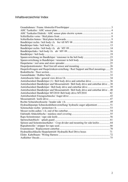 Ersatzteilliste / Spare Parts List 07/2010