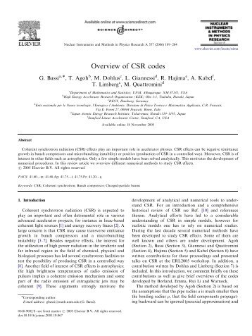 Overview of CSR codes - Department of Mathematics and Statistics