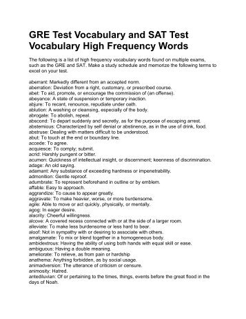 GRE Test Vocabulary and SAT Test Vocabulary High Frequency ...