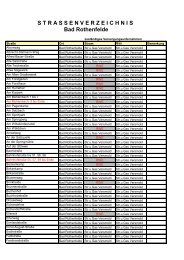 STRASSENVERZEICHNIS Bad Rothenfelde - Stadtwerke Versmold
