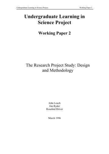 The Research Project Study: Design and Methodology - School of ...