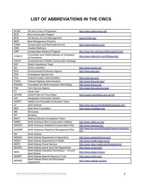 North Dakota Wildlife Action Plan - North Dakota Game and Fish ...