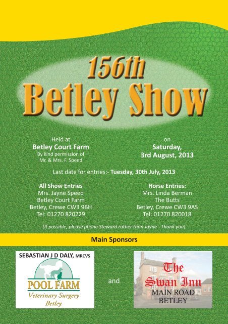 Download the 2013 Schedule - Betley Show