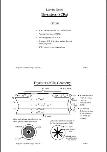 Thyristors (SCRs) Thyristor (SCR) Geometry