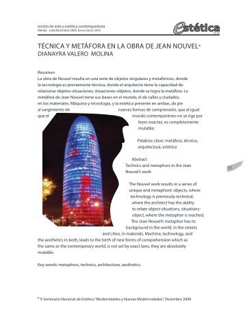 técnica y metáfora en la obra de jean nouvel - Saber ULA
