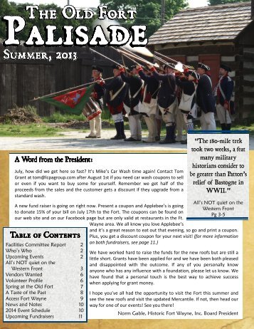 The Palisade Volume 6 Issue 2 - Historic Fort Wayne, Inc.