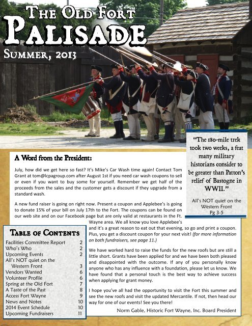 The Palisade Volume 6 Issue 2 - Historic Fort Wayne, Inc.