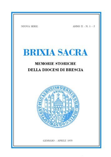 Nuova serie (1975) X, fascicolo 1-2 - Brixia Sacra