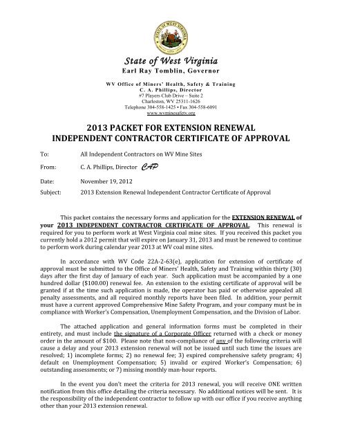 2013 Independent Contractor Certificate of Approval Extension 2013 Independent Contractor Certificate of Approval Extension
