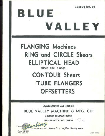 Blue Valley Flanging Machines Ring and Circle - Sterling Machinery