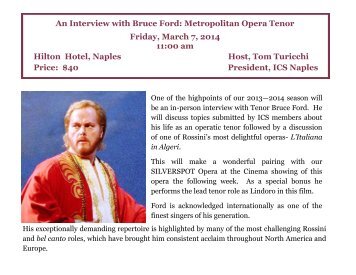 An Interview with Bruce Ford: Metropolitan Opera Tenor Friday ...