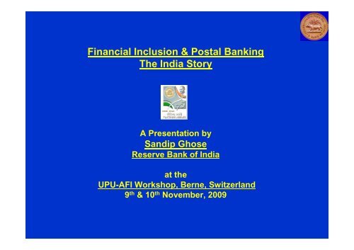 the India Story - Postal Financial Inclusion