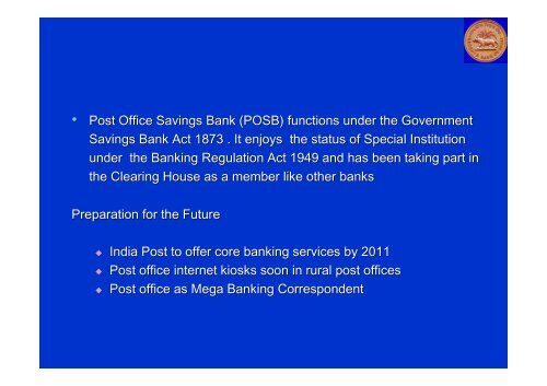 the India Story - Postal Financial Inclusion