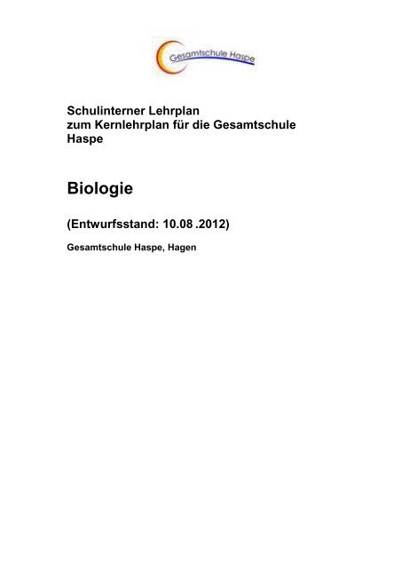 Biologie Jg 8 Und 10 Gesamtschule Haspe