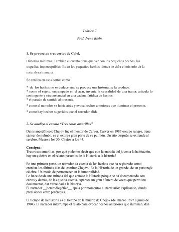 TeÃ³rico 7 Prof. Irene Klein 1. Se proyectan tres cortos de Caloi ...