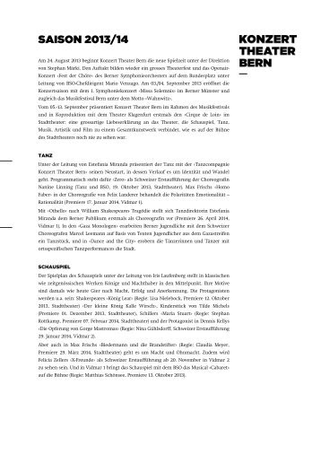 Medienmitteilung Saison 2013/14_kurz - Konzert Theater Bern