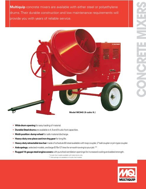 Whiteman Towable Mixer Brochure - Multiquip Inc.