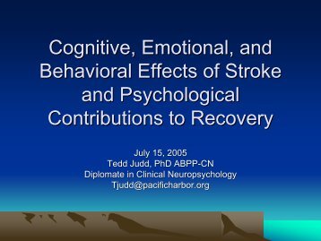 Cognitive, Emotional, and Behavioral Effects of Stroke and ...