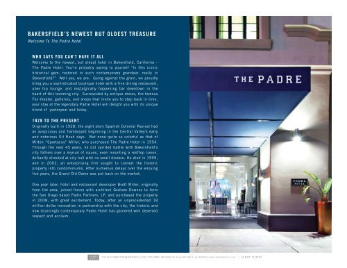 BAKERSFIELD'S NEWEST BUT OLDEST ... - The Padre Hotel