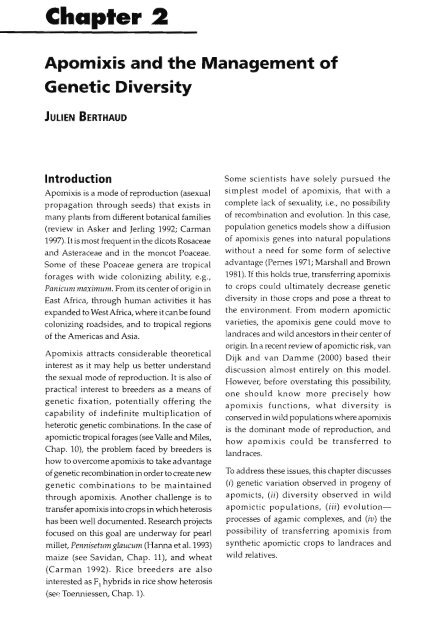 Chapter 5 Genetic Analysis of Apomixis - cimmyt