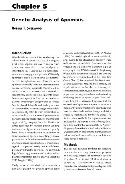 Chapter 5 Genetic Analysis of Apomixis - cimmyt