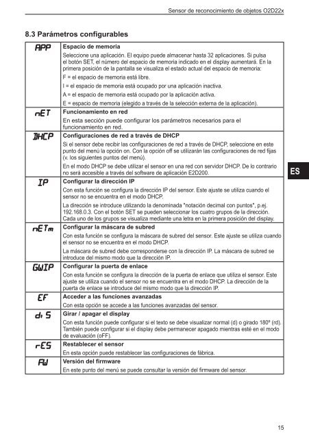 "Sensor de reconocimiento de objetos" O2D22x - IFM Electronic