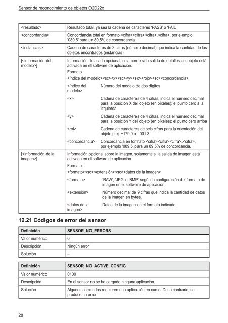 "Sensor de reconocimiento de objetos" O2D22x - IFM Electronic