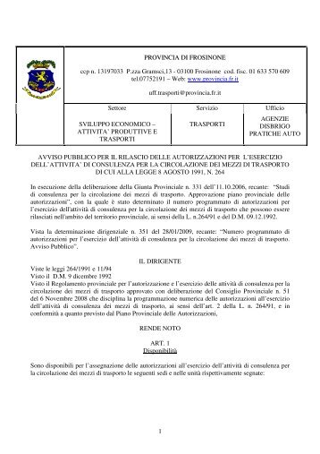 Avviso - Provincia di Frosinone