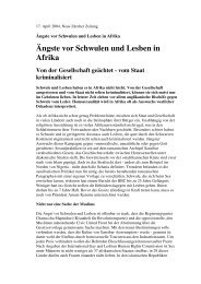 Ängste vor Schwulen und Lesben in Afrika - Queeramnesty.ch