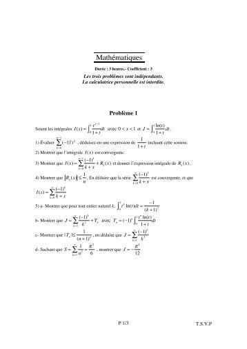 MathÃ©matiques - Concours ENSEA