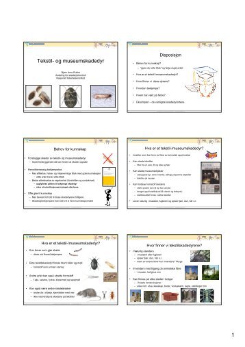 1 Tekstil- og museumskadedyr - Nasjonalt folkehelseinstitutt