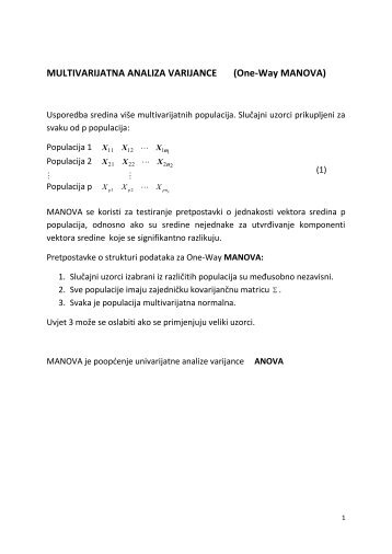 MULTIVARIJATNA ANALIZA VARIJANCE (One-Way MANOVA)