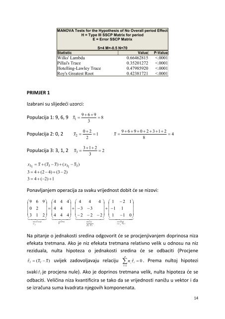 MULTIVARIJATNA ANALIZA VARIJANCE (One-Way MANOVA)